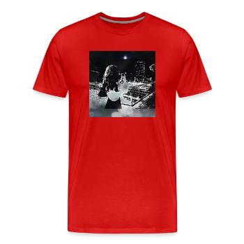 Vagabond au clair de lune - T-shirt bio Premium Homme - rouge - Devant - Damien (186cm)
