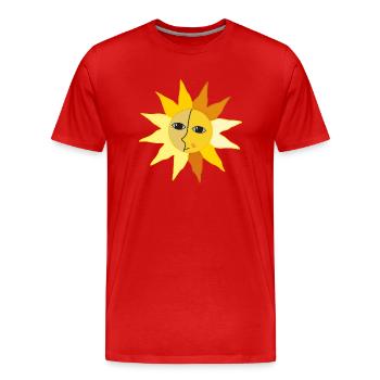 Sun Rays Moon Face Moment Happiness hygge - Men's Premium Organic T-Shirt - red - Front - Damien (186cm)