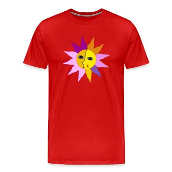 Sun Rays Moon Face Moment Happiness hygge - Men's Premium Organic T-Shirt - red - Front - Damien (186cm)
