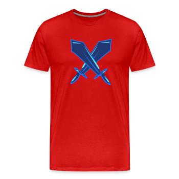 blaue schwerter schwert kampf symbol - Männer Premium Bio T-Shirt - Rot - Vorne - Damien (186cm)