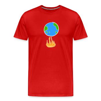 climate protection earth cartoon symbol climate - Men's Premium Organic T-Shirt - red - Front - Damien (186cm)