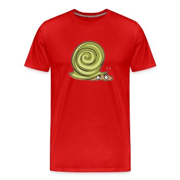 schnecke verstecken symbol tier cartoon lustig - Männer Premium Bio T-Shirt - Rot - Vorne - Damien (186cm)