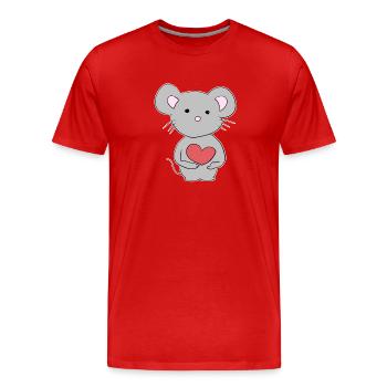 souris grise cœur animal amour animal animal - T-shirt bio Premium Homme - rouge - Devant - Damien (186cm)