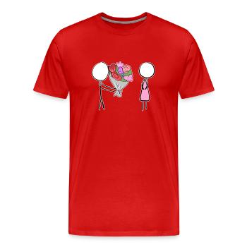 valentinstag romantisch blumen schenken pärchen li - Männer Premium Bio T-Shirt - Rot - Vorne - Damien (186cm)
