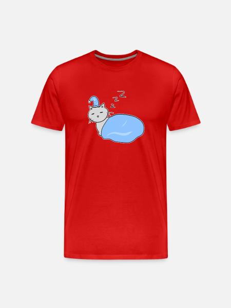 cat tired sleep night animal - Men's Premium Organic T-Shirt - red