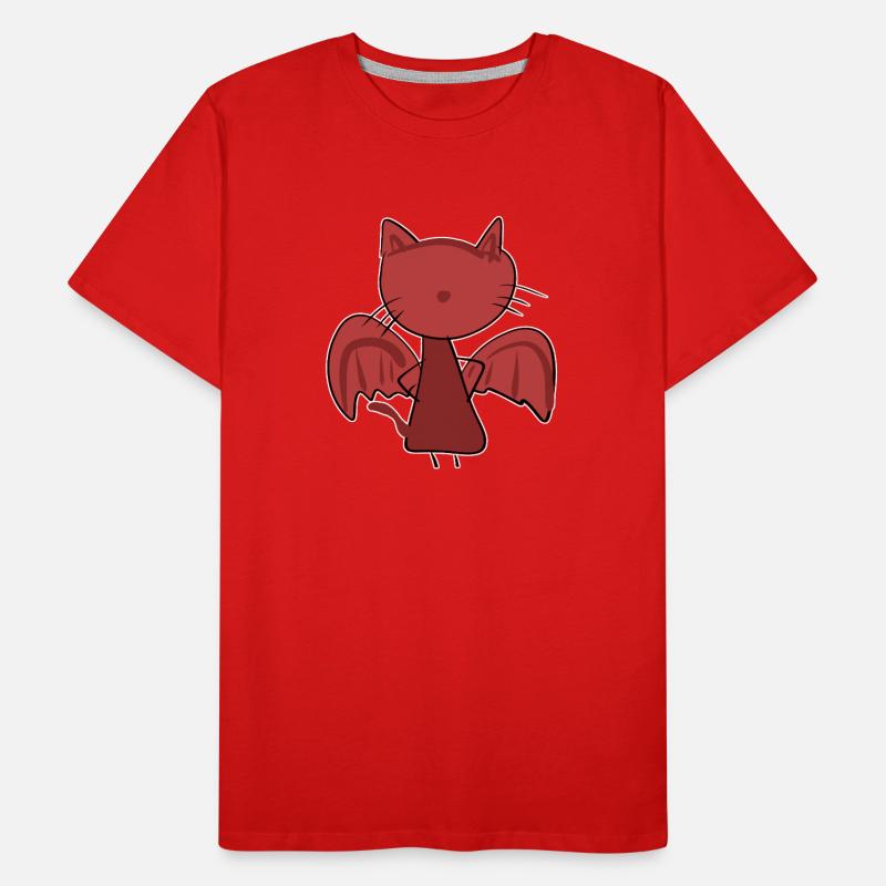 evil cat cartoon devil red Men's Premium Organic T-Shirt