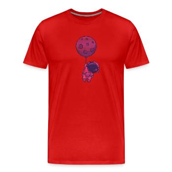Drôle d’astronaute pixel s’envole vers la lune trois - T-shirt bio Premium Homme - rouge - Devant - Damien (186cm)