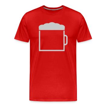 Cadre de texte pichet en verre à bière - T-shirt bio Premium Homme - rouge - Devant - Damien (186cm)