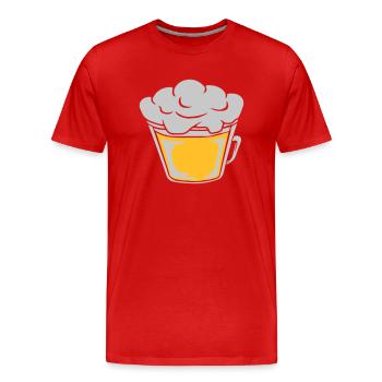 Vue de dessus de la bière d’en haut - T-shirt bio Premium Homme - rouge - Devant - Damien (186cm)