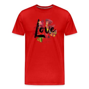 Paix woodstock Amour - T-shirt bio Premium Homme - rouge - Devant - Damien (186cm)