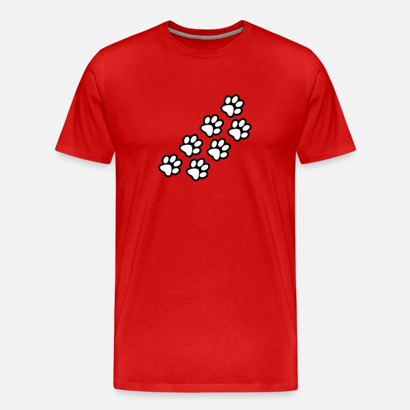 Pfoten von Hund und Katze - Männer Premium Bio T-Shirt - Rot