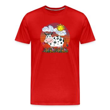 Cow - Men's Premium Organic T-Shirt - red - Front - Damien (186cm)