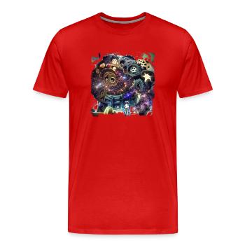La machine de l’univers - T-shirt bio Premium Homme - rouge - Devant - Damien (186cm)