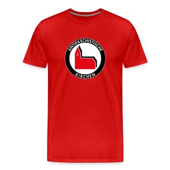 Antifaschistische Kirchen - Männer Premium Bio T-Shirt - Rot - Vorne - Damien (186cm)