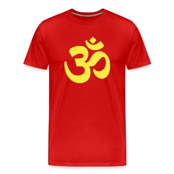 OM Sign Lemon Yellow Mantra Yoga Love - T-shirt bio Premium Homme - rouge - Devant - Damien (186cm)