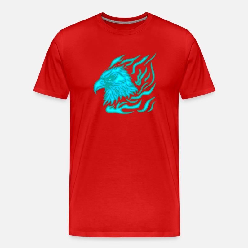 brennender blauer Phönix mit Flammen - Männer Premium Bio T-Shirt - Rot