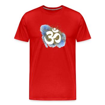 OM Sign Gold Water Elements Chakra - Men's Premium Organic T-Shirt - red - Front - Damien (186cm)