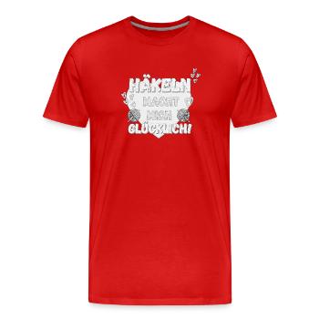 Häkeln macht mich glücklich! grau Herz stone - Männer Premium Bio T-Shirt - Rot - Vorne - Damien (186cm)