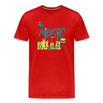 I love Music blue yellow - T-shirt bio Premium Homme - rouge - Devant - Damien (186cm)
