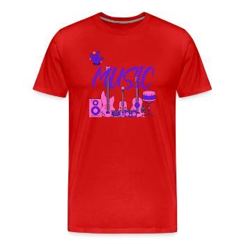 I love Music Blue - T-shirt bio Premium Homme - rouge - Devant - Damien (186cm)