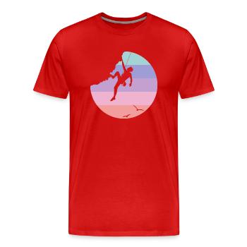 Climbing - Men's Premium Organic T-Shirt - red - Front - Damien (186cm)
