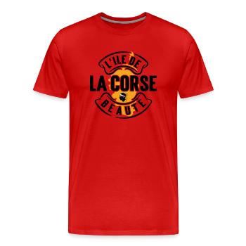 La Corse - T-shirt bio Premium Homme - rouge - Devant - Damien (186cm)