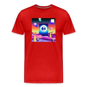 oeil cubique - T-shirt bio Premium Homme - rouge - Devant - Damien (186cm)