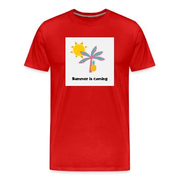 SummerIsComing - Men's Premium Organic T-Shirt - red - Front - Damien (186cm)