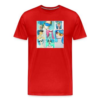 Collage de cosplay aux cheveux bleus - T-shirt bio Premium Homme - rouge - Devant - Damien (186cm)