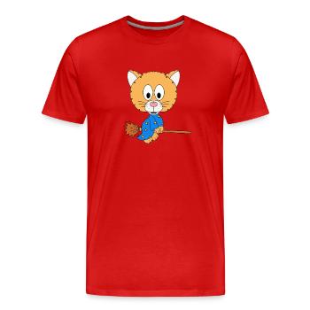 HEXE - HEXENBESEN - KATZE - TIER - KIND - BABY - Männer Premium Bio T-Shirt - Rot - Vorne - Damien (186cm)