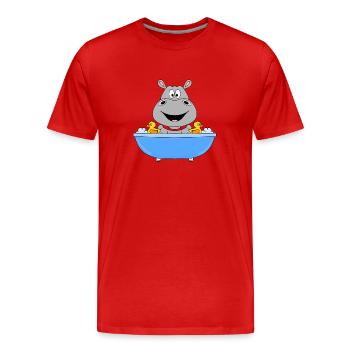 NILPFERD - FLUSSPFERD - BADEWANNE - KIND - BABY - Männer Premium Bio T-Shirt - Rot - Vorne - Damien (186cm)