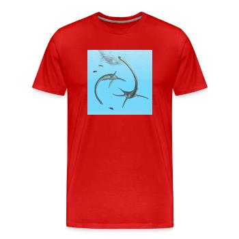 Plesiosaurier Elasmosaurus - Männer Premium Bio T-Shirt - Rot - Vorne - Damien (186cm)