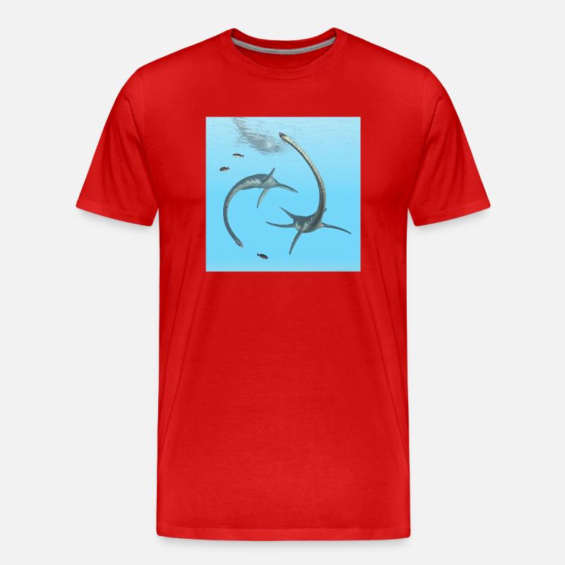 Plesiosaurier Elasmosaurus - Männer Premium Bio T-Shirt - Rot