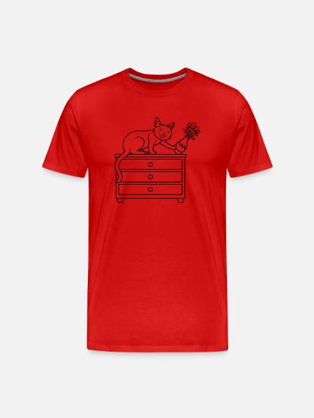 Blumenvase umgestoßen böse Katze - Männer Premium Bio T-Shirt - Rot
