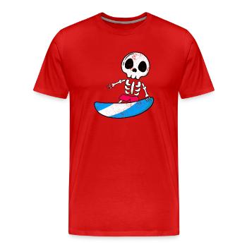 SKELETON SKULL SURFER SURF SURFING SURF MOTIF - T-shirt bio Premium Homme - rouge - Devant - Damien (186cm)