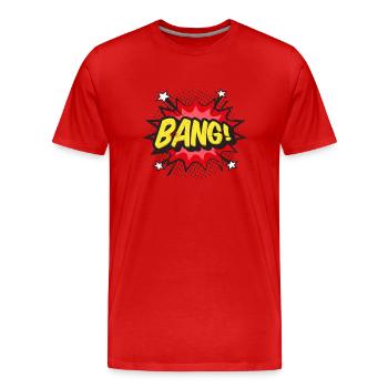 COMIC COMICSTYLE CARTOON BANG COMICS STYLE MOTIVE - Männer Premium Bio T-Shirt - Rot - Vorne - Damien (186cm)