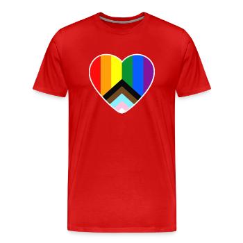 Herzförmige LGBT-Progressive-Pride-Flagge - Männer Premium Bio T-Shirt - Rot - Vorne - Damien (186cm)