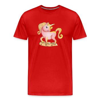 Douce licorne - T-shirt bio Premium Homme - rouge - Devant - Damien (186cm)