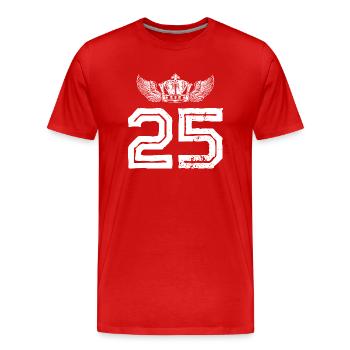25 Couronne numérique - T-shirt bio Premium Homme - rouge - Devant - Damien (186cm)