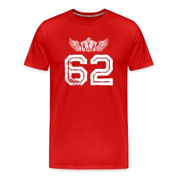 62 Couronne numérique - T-shirt bio Premium Homme - rouge - Devant - Damien (186cm)