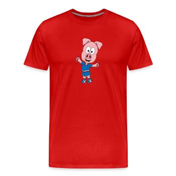 SCHWEIN - FITNESS - SPORT - FITNESSSTUDIO - TIER - Männer Premium Bio T-Shirt - Rot - Vorne - Damien (186cm)