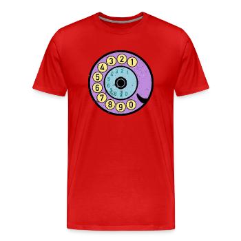 Cadran coloré Vintage Retro Phone Nostalgia - T-shirt bio Premium Homme - rouge - Devant - Damien (186cm)