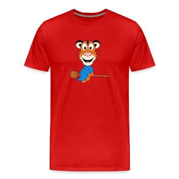 TIGER - HEXE - HEXENBESEN - TIER - KIND - BABY - Männer Premium Bio T-Shirt - Rot - Vorne - Damien (186cm)