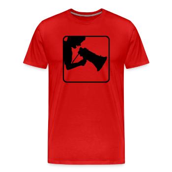 Discours de l’orateur Megafon Propaganda - T-shirt bio Premium Homme - rouge - Devant - Damien (186cm)