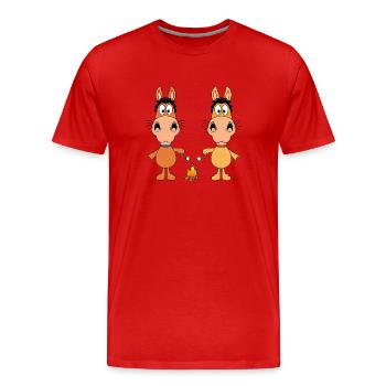 LAGERFEUER - MARSHMALLOWS - PFERDE - FEUER - TIERE - Männer Premium Bio T-Shirt - Rot - Vorne - Damien (186cm)