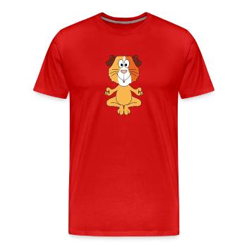 YOGA - PILATES - INNERE RUHE - MEERSCHWEINCHEN - Männer Premium Bio T-Shirt - Rot - Vorne - Damien (186cm)