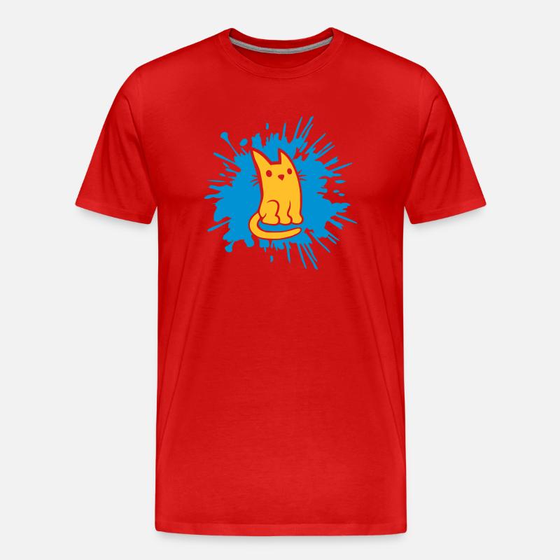 Tropfen Farbklecks Katze Comic - Männer Premium Bio T-Shirt - Rot