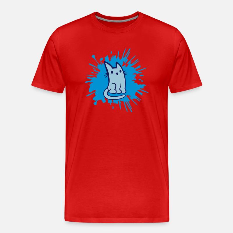 Farbklecks süße Katze Comic - Männer Premium Bio T-Shirt - Rot
