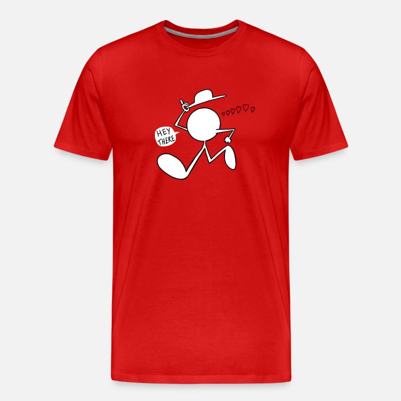 Hey There Plain Doodle - Männer Premium Bio T-Shirt - Rot