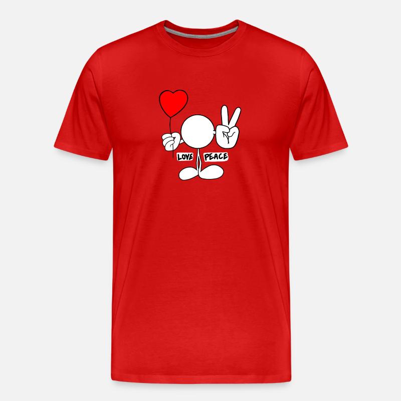 Love & Peace Plain Doodle - Männer Premium Bio T-Shirt - Rot